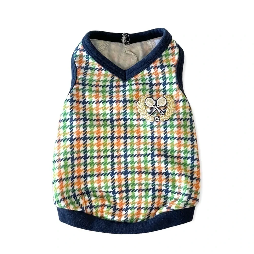 Ruff Ruff Couture Wimbledon Houndstooth Tennis Dog Tank Multicolor XS